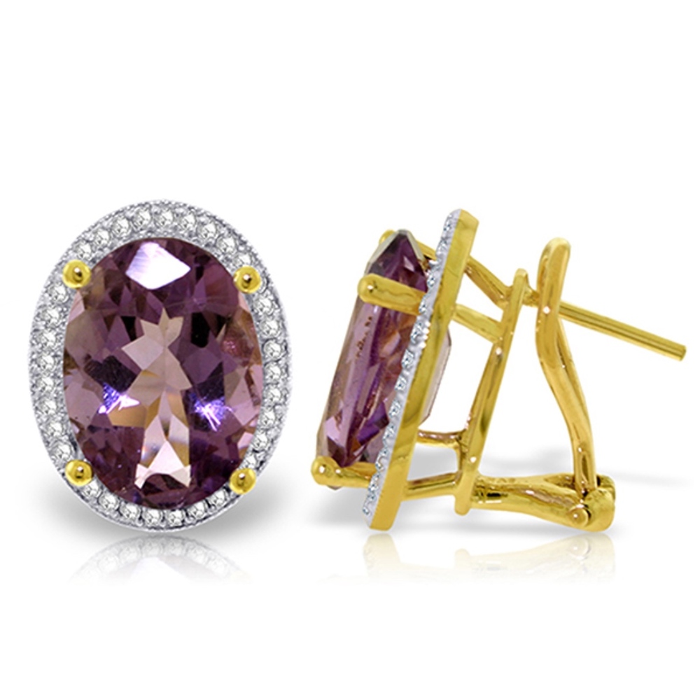 EARRING WITH NATURAL DIAMONDS & AMETHYSTS - Picture 1 of 5